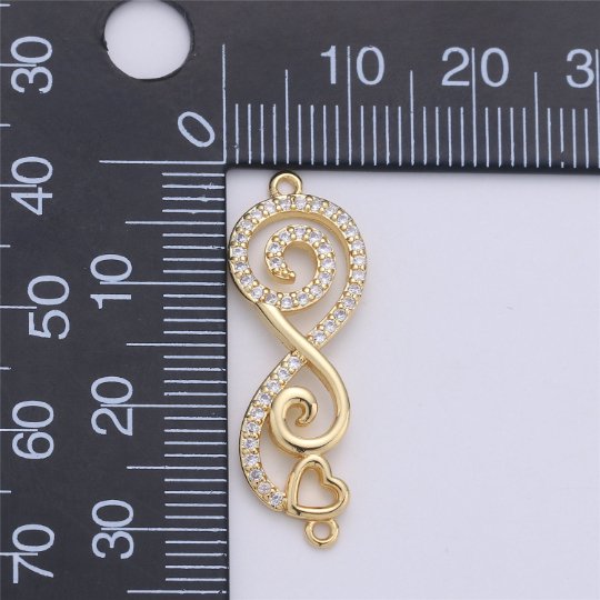 On Sale! CLEARANCE! 14K Gold Filled, Rose Gold, Silver, Black Gold Infinity Heart Charm CONNECTOR, Infinity Bracelet Connector Micro Pave For Bracelet Necklace, For Jewelry Making | F-152 - DLUXCA