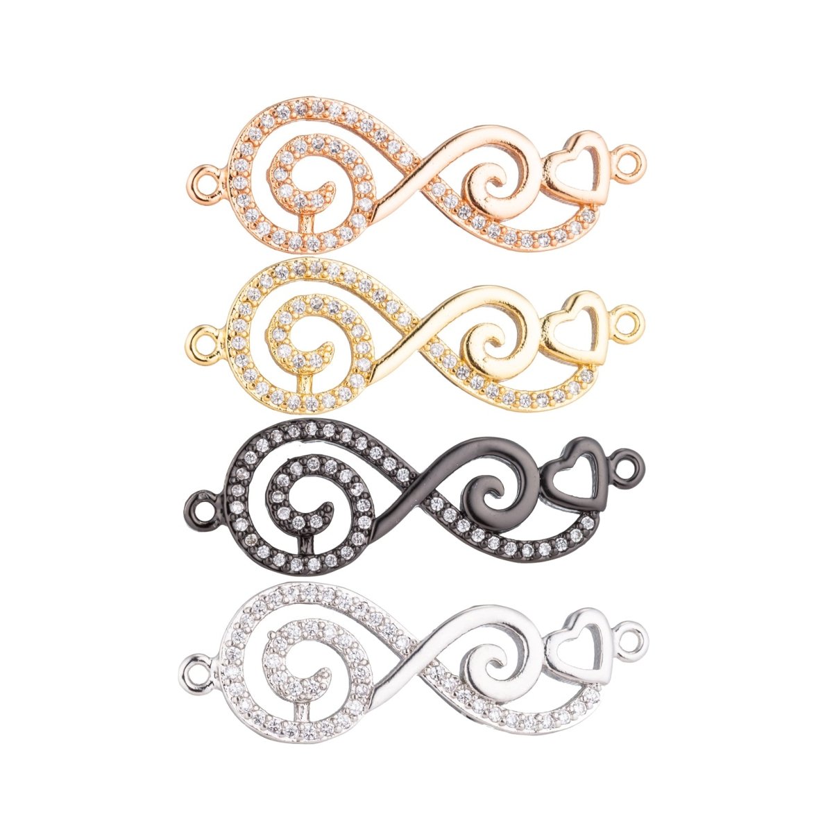 On Sale! CLEARANCE! 14K Gold Filled, Rose Gold, Silver, Black Gold Infinity Heart Charm CONNECTOR, Infinity Bracelet Connector Micro Pave For Bracelet Necklace, For Jewelry Making | F-152 - DLUXCA