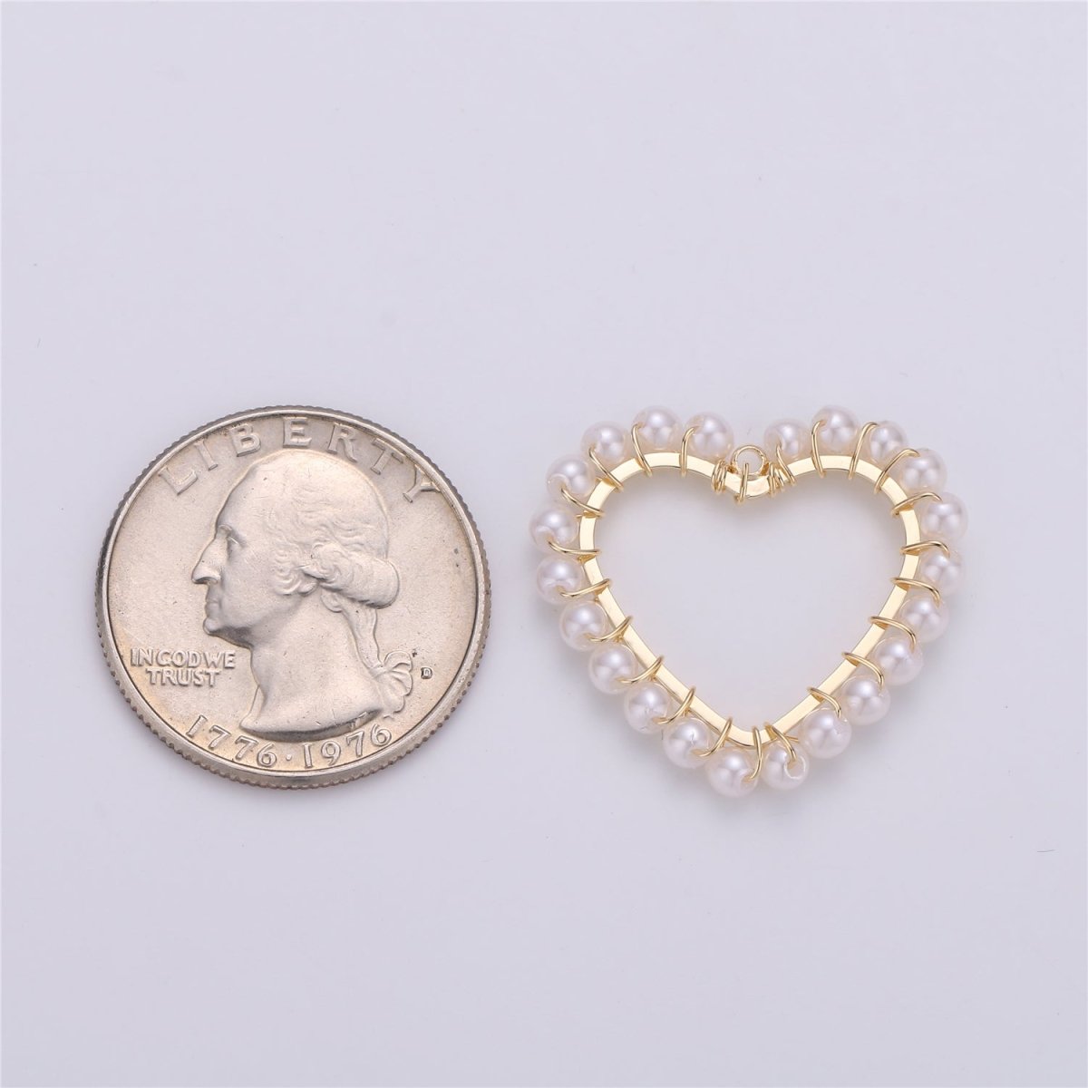 On Sale! CLEARANCE! 1pc Heart Shell Powder Pearl Charm Pendant with 18k Light Gold Plated Edge for Necklace Anklet Bracelet Earring Charm Supplies 27mmx27mm E-516 - DLUXCA