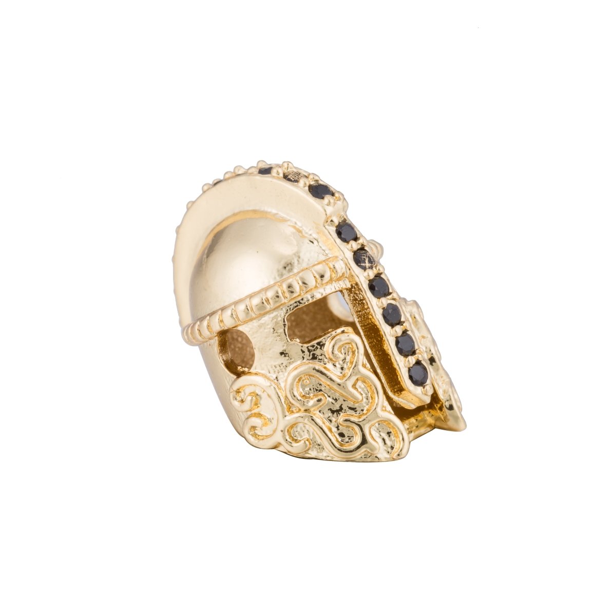 On Sale! CLEARANCE! Black CZ Micro Paved Medieval Warrior Knight Spacer Bead | B-039, B-040, B-415, B-416 - DLUXCA