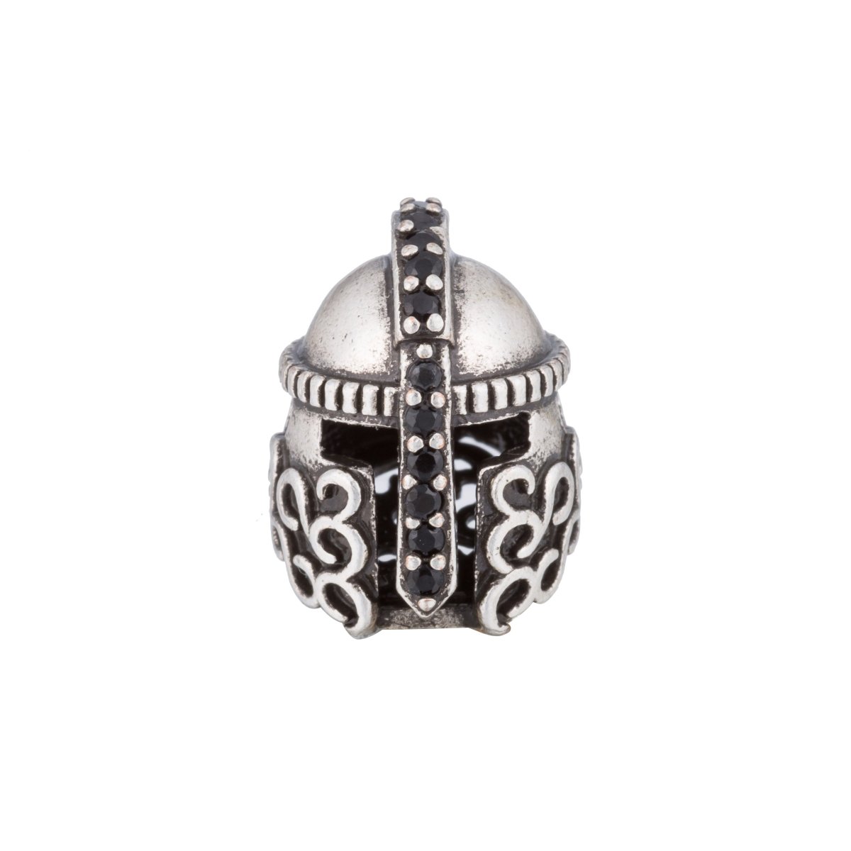 On Sale! CLEARANCE! Black CZ Micro Paved Medieval Warrior Knight Spacer Bead | B-039, B-040, B-415, B-416 - DLUXCA