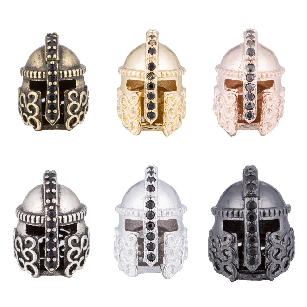 On Sale! CLEARANCE! Black CZ Micro Paved Medieval Warrior Knight Spacer Bead | B-039, B-040, B-415, B-416 - DLUXCA