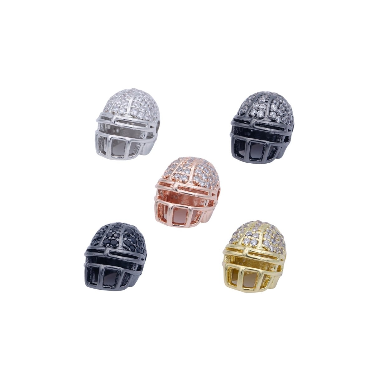 On Sale! CLEARANCE! Cubic Zirconia Crystal American Football Sport Hemet, Copper Gold Filled Charm CONNECTOR Bracelet Design Plated Material For Jewelry Making F-295 - DLUXCA