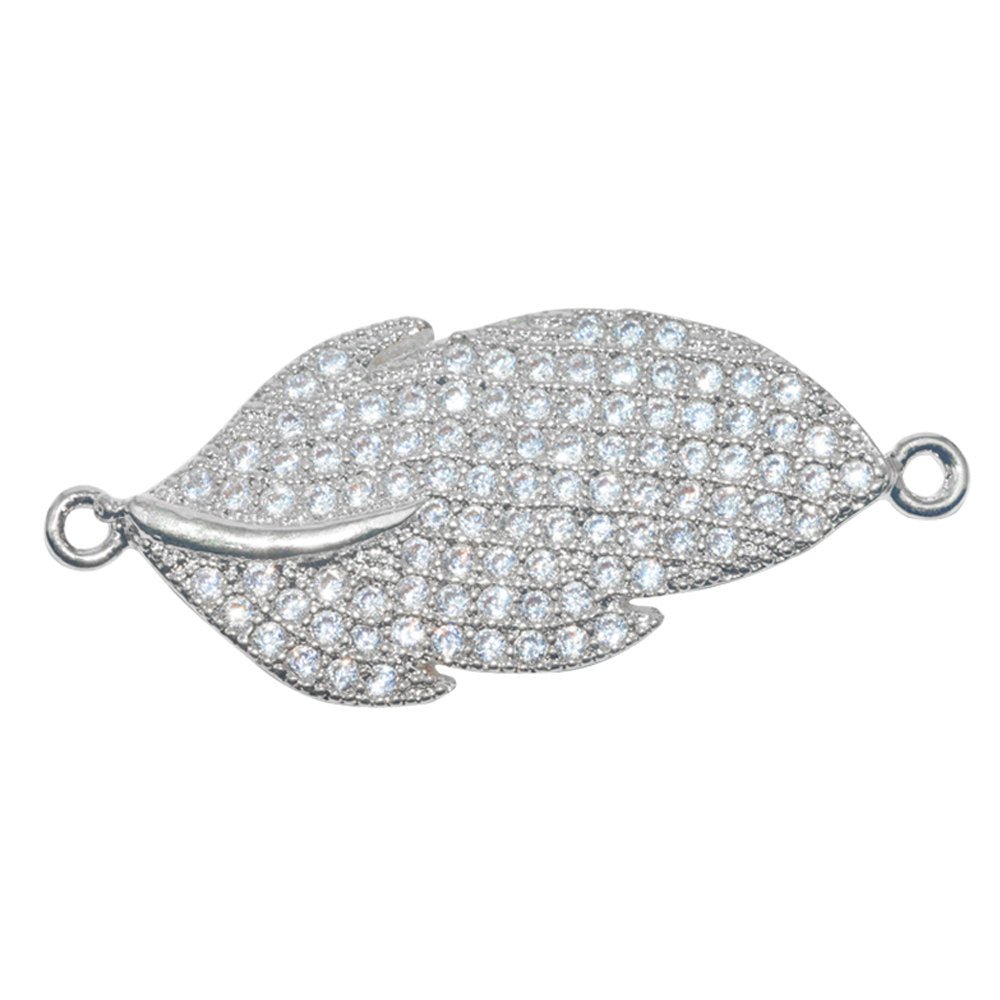 On Sale! CLEARANCE! Cubic Zirconia Gold Filled Cooper Material Crystal Leaf Nature Flora Design Bead Crystallized Necklace Bracelet Jewelry Making Charm CONNECTOR F -254 - DLUXCA