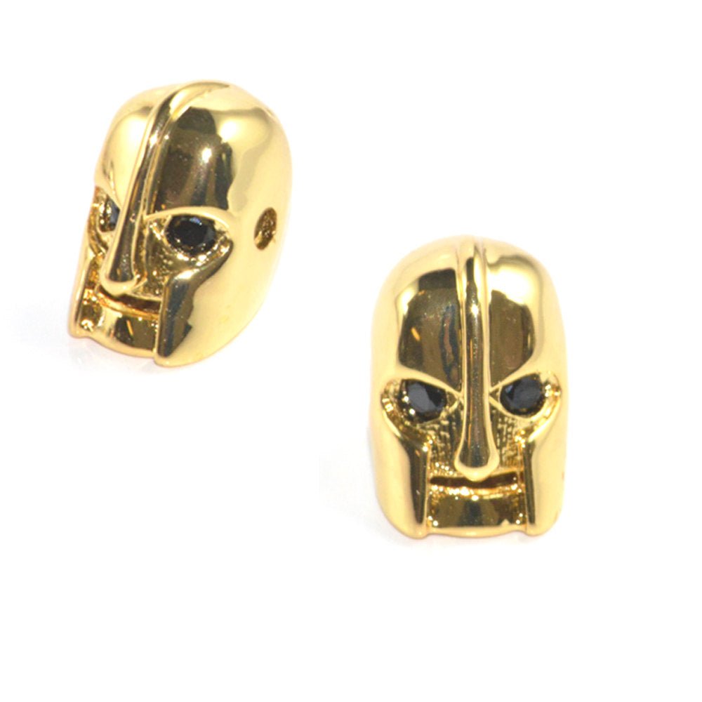 On Sale! CLEARANCE! Cubic Zirconia Warrior Mask Robot Jewelry Cooper Charm Beads Connector Crystal Rhinestone Pave Czech Bracelet Design Plated Material | B-343 - DLUXCA