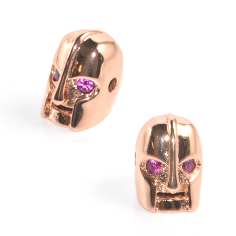 On Sale! CLEARANCE! Cubic Zirconia Warrior Mask Robot Jewelry Cooper Charm Beads Connector Crystal Rhinestone Pave Czech Bracelet Design Plated Material | B-343 - DLUXCA