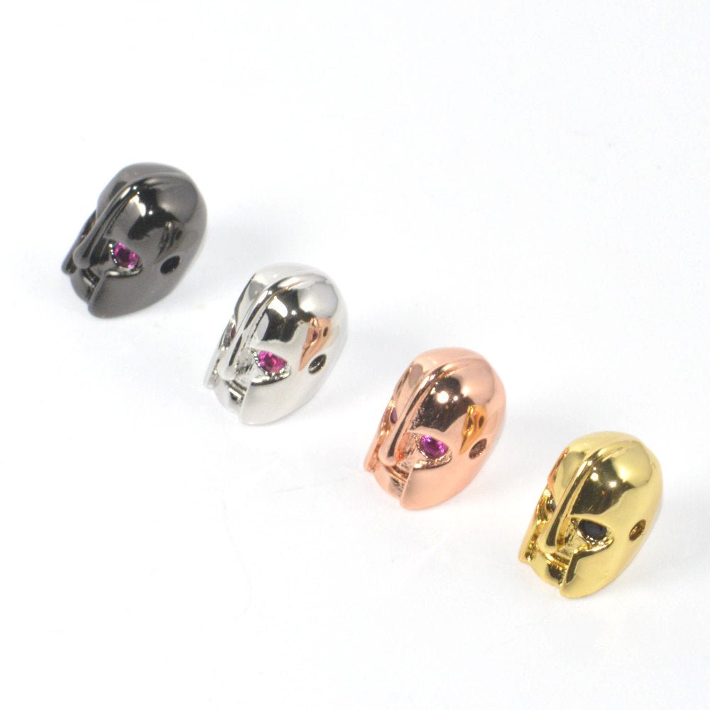 On Sale! CLEARANCE! Cubic Zirconia Warrior Mask Robot Jewelry Cooper Charm Beads Connector Crystal Rhinestone Pave Czech Bracelet Design Plated Material | B-343 - DLUXCA