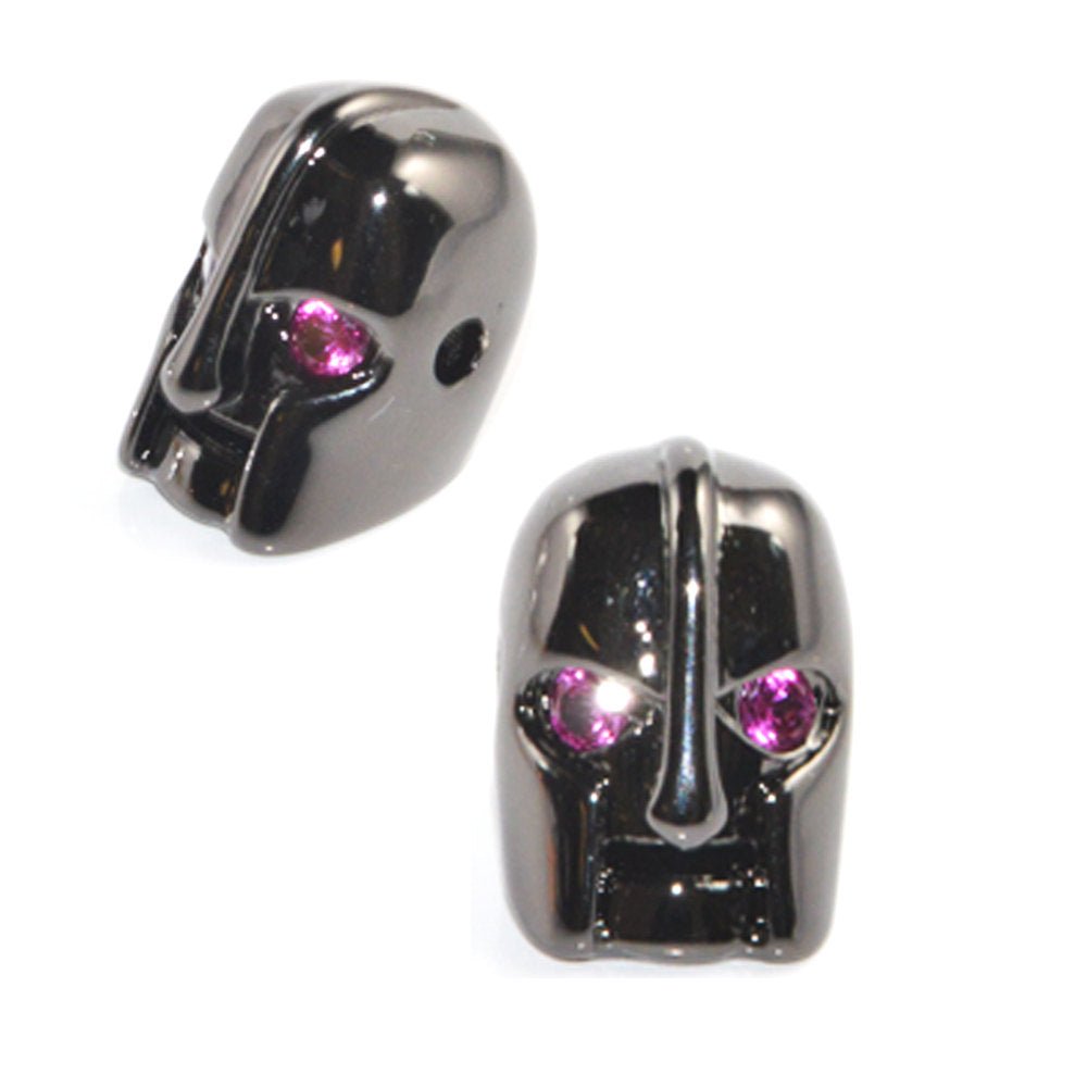 On Sale! CLEARANCE! Cubic Zirconia Warrior Mask Robot Jewelry Cooper Charm Beads Connector Crystal Rhinestone Pave Czech Bracelet Design Plated Material | B-343 - DLUXCA