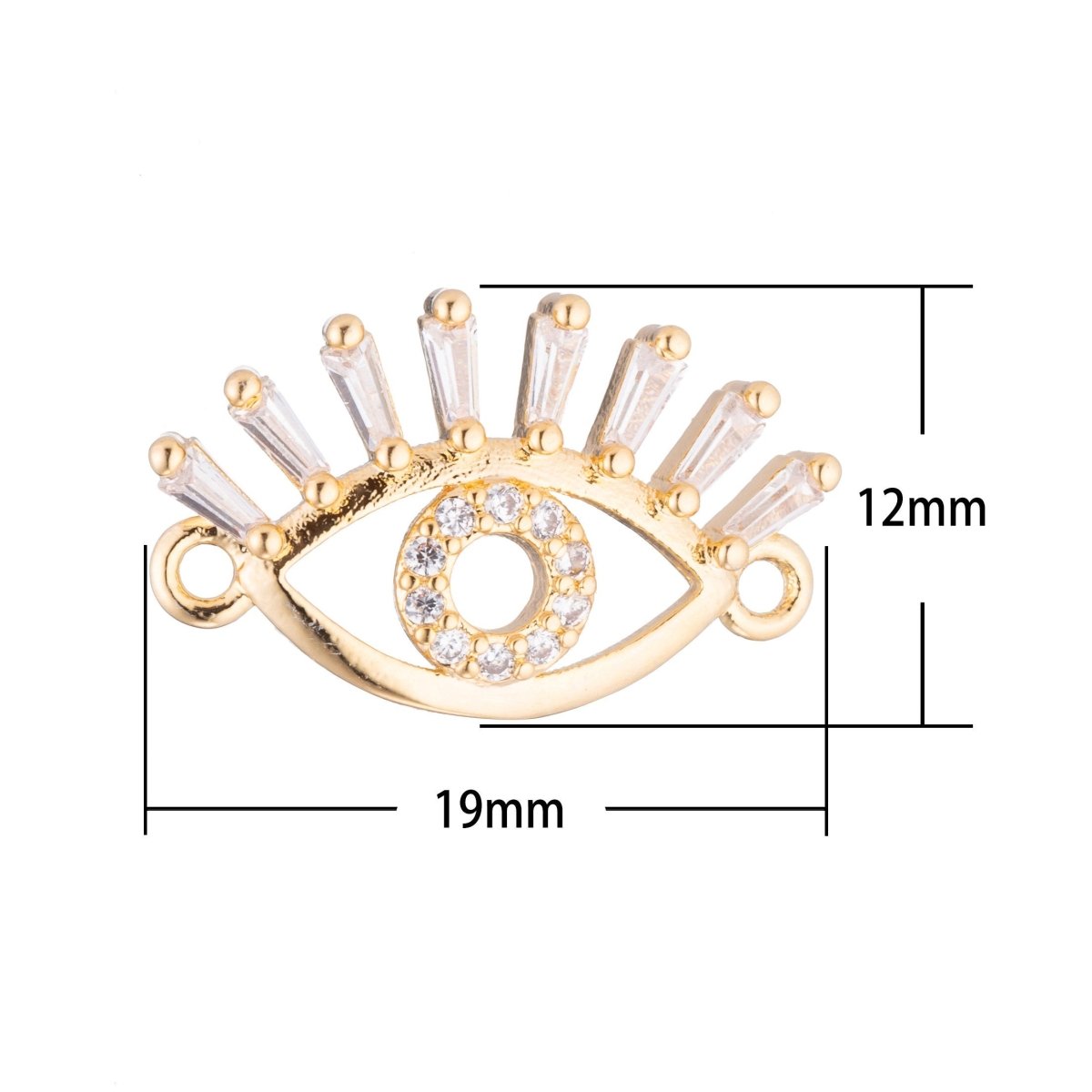 On Sale! CLEARANCE! Gold Eye, Golden Eyelash, Ladies, Woman DIY Love Gift, Cubic Zirconia Bracelet Charm, Necklace Pendant, Findings for Her Jewelry Making | F-157 - DLUXCA