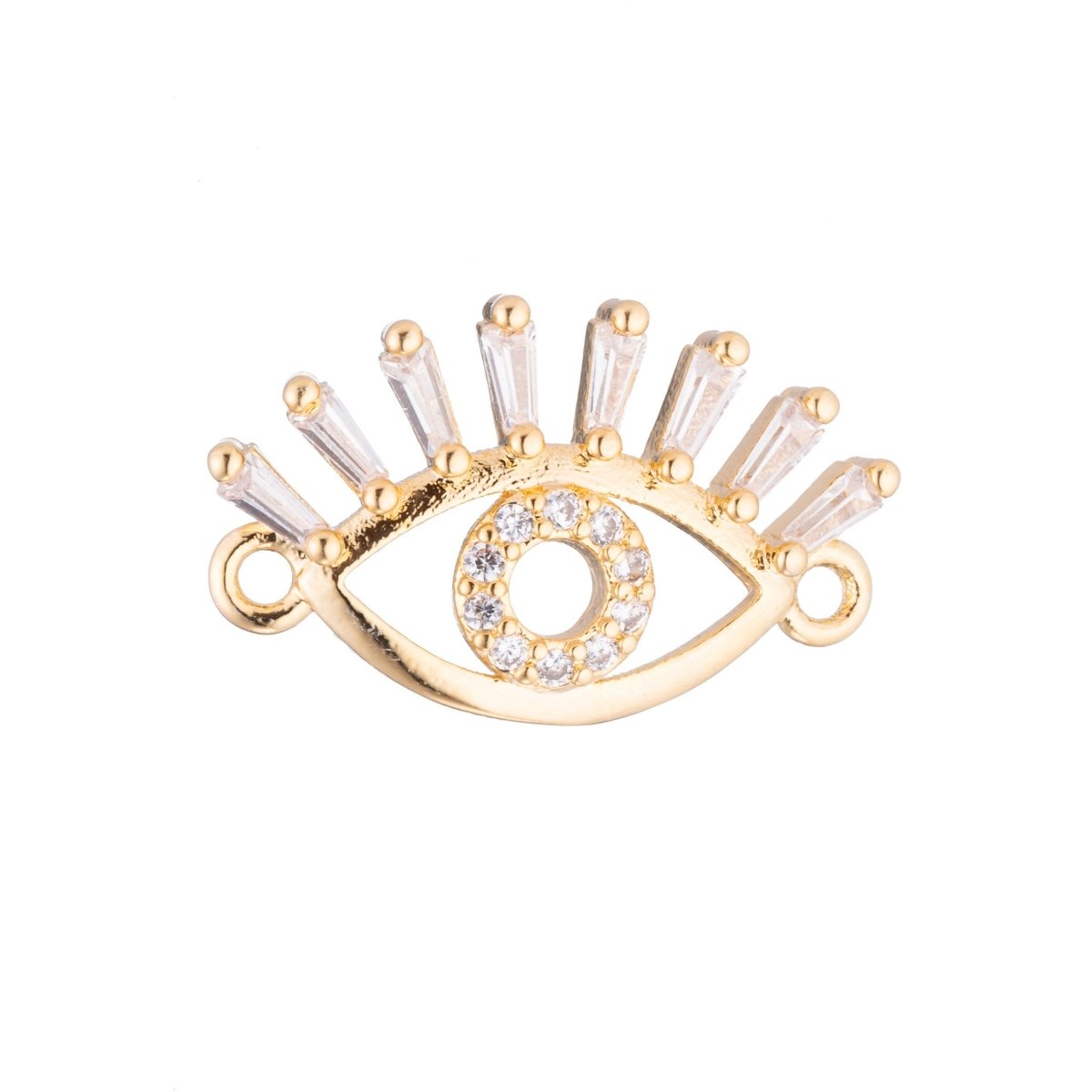 On Sale! CLEARANCE! Gold Eye, Golden Eyelash, Ladies, Woman DIY Love Gift, Cubic Zirconia Bracelet Charm, Necklace Pendant, Findings for Her Jewelry Making | F-157 - DLUXCA