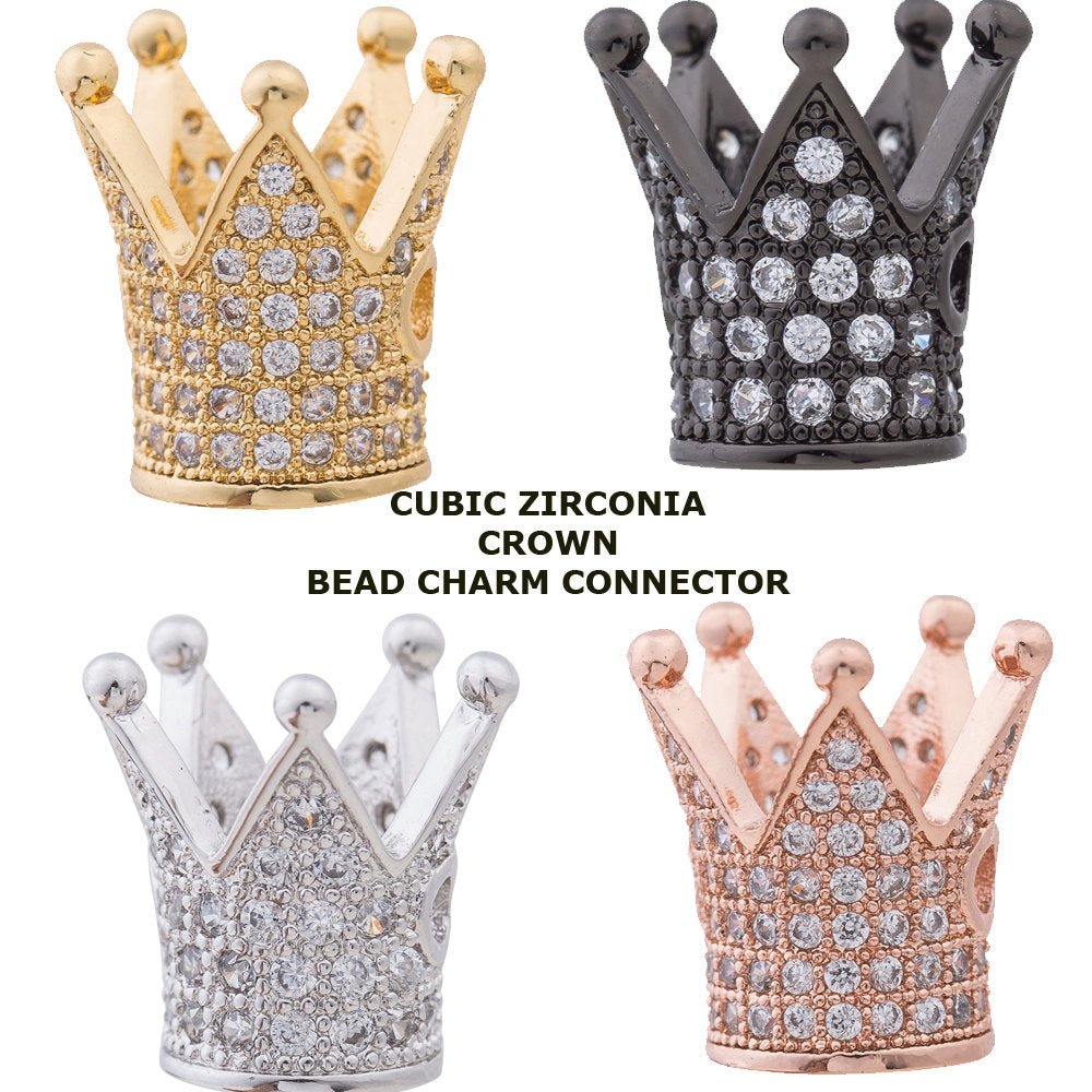On Sale! CLEARANCE! Gold Filled Crown Spacer, Gold Rose Gold Black Micro Pave Bead Spacer King Crown Bead For Bracelet Jewelry Making | B-134 - DLUXCA