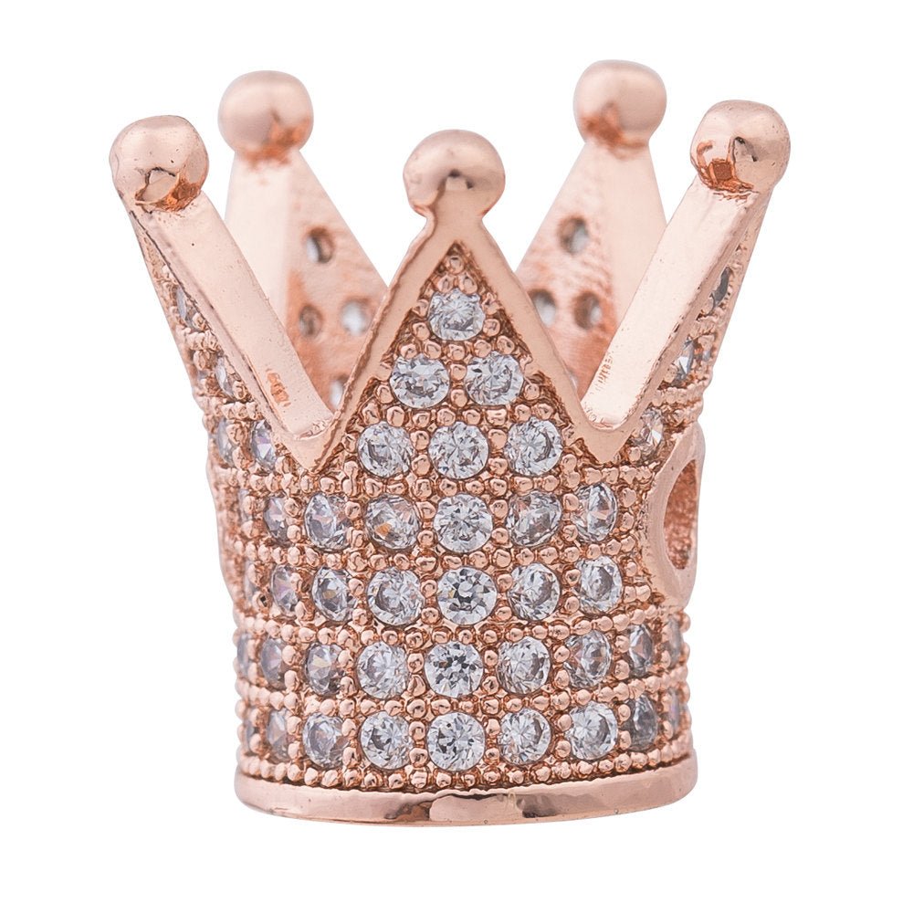 On Sale! CLEARANCE! Gold Filled Crown Spacer, Gold Rose Gold Black Micro Pave Bead Spacer King Crown Bead For Bracelet Jewelry Making | B-134 - DLUXCA