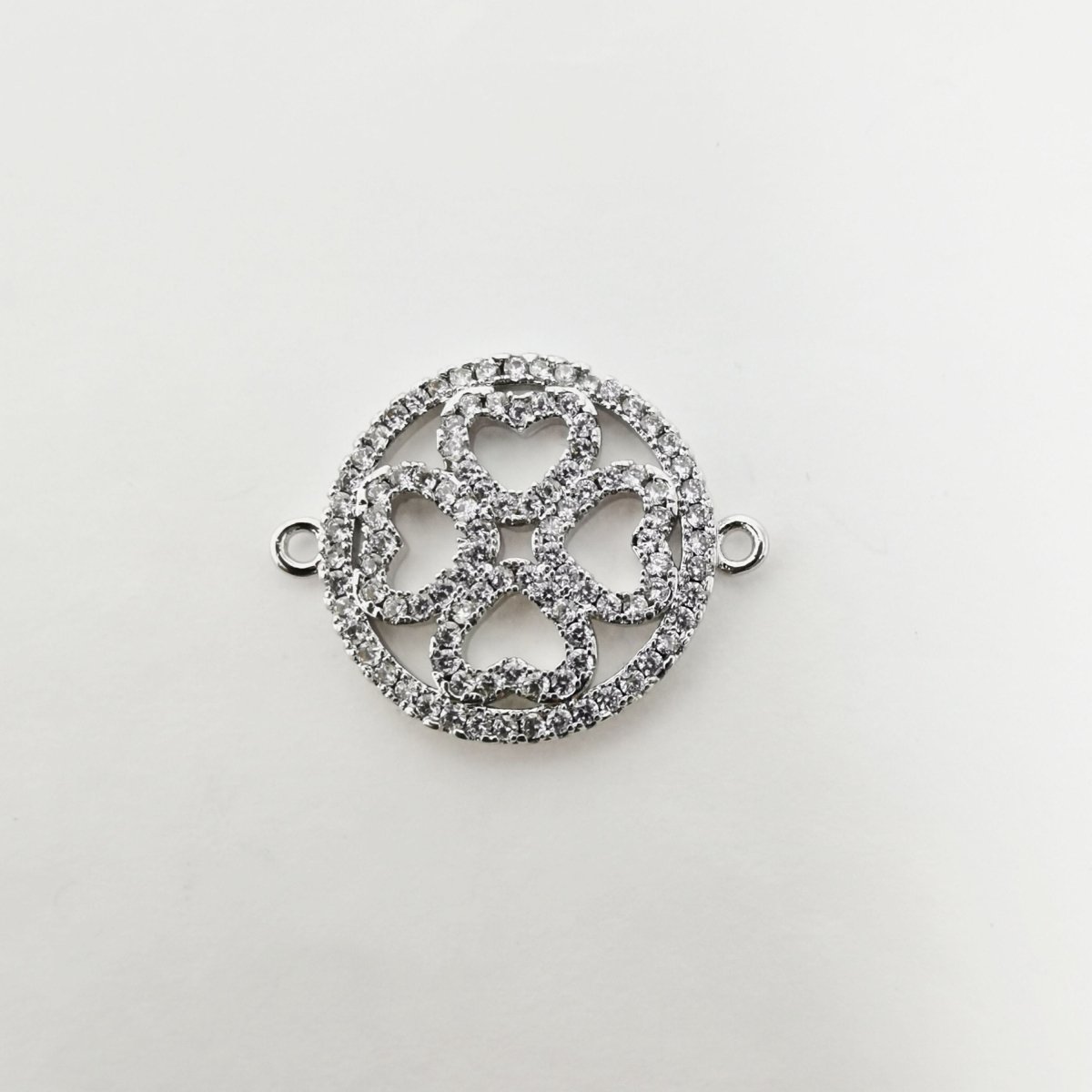 On Sale! CLEARANCE! Gold Filled Heart Love, Clover Lucky Charm, Flower, Cubic Zirconia Bracelet Charm Necklace Pendant Findings, CONNECTOR for Jewelry Making | F-144 - DLUXCA