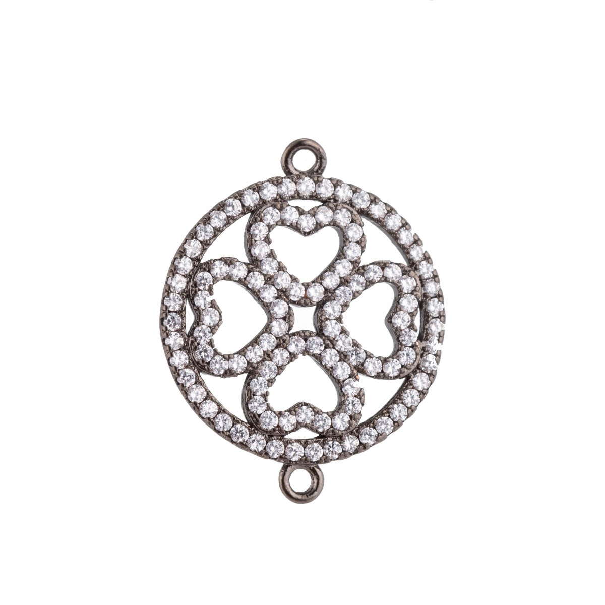 On Sale! CLEARANCE! Gold Filled Heart Love, Clover Lucky Charm, Flower, Cubic Zirconia Bracelet Charm Necklace Pendant Findings, CONNECTOR for Jewelry Making | F-144 - DLUXCA