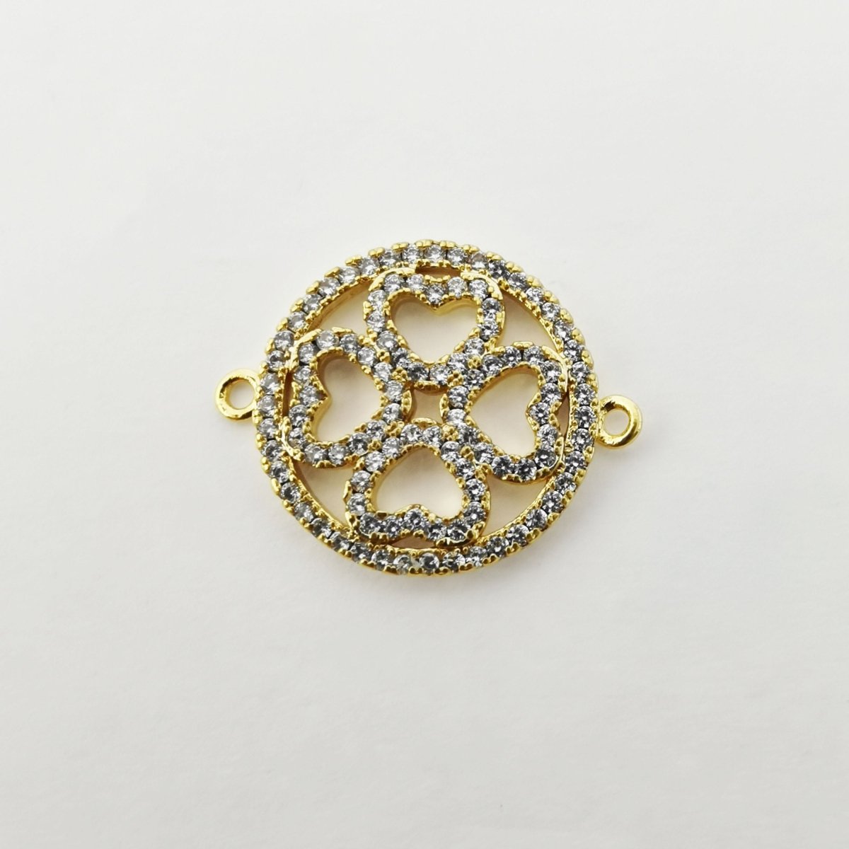 On Sale! CLEARANCE! Gold Filled Heart Love, Clover Lucky Charm, Flower, Cubic Zirconia Bracelet Charm Necklace Pendant Findings, CONNECTOR for Jewelry Making | F-144 - DLUXCA