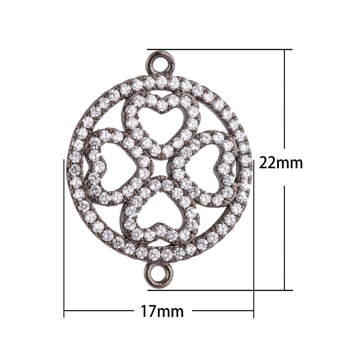 On Sale! CLEARANCE! Gold Filled Heart Love, Clover Lucky Charm, Flower, Cubic Zirconia Bracelet Charm Necklace Pendant Findings, CONNECTOR for Jewelry Making | F-144 - DLUXCA