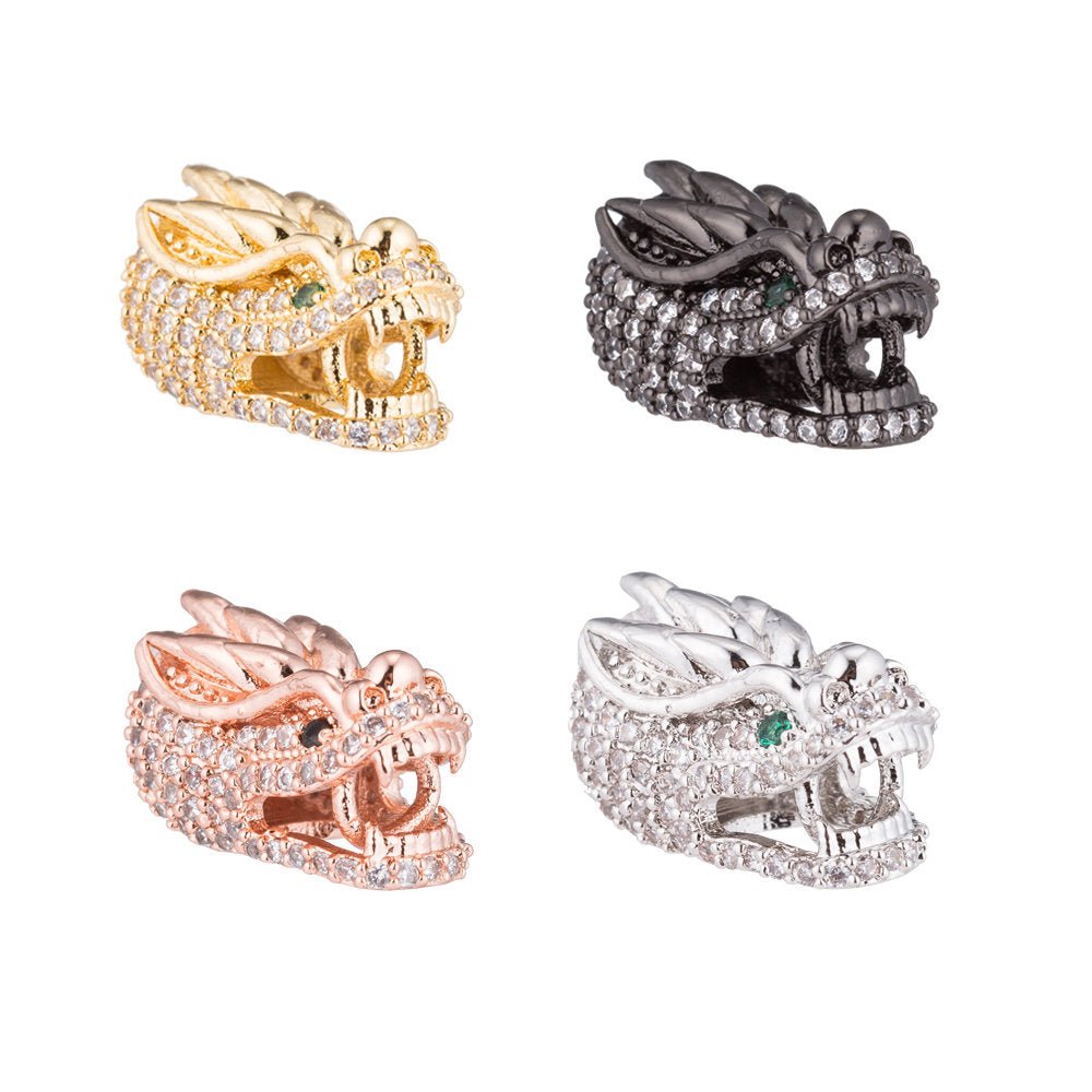 On Sale! CLEARANCE! Gold Filled Micro Paved CZ Mythical Dragon Spacer Bead | B-075 - DLUXCA