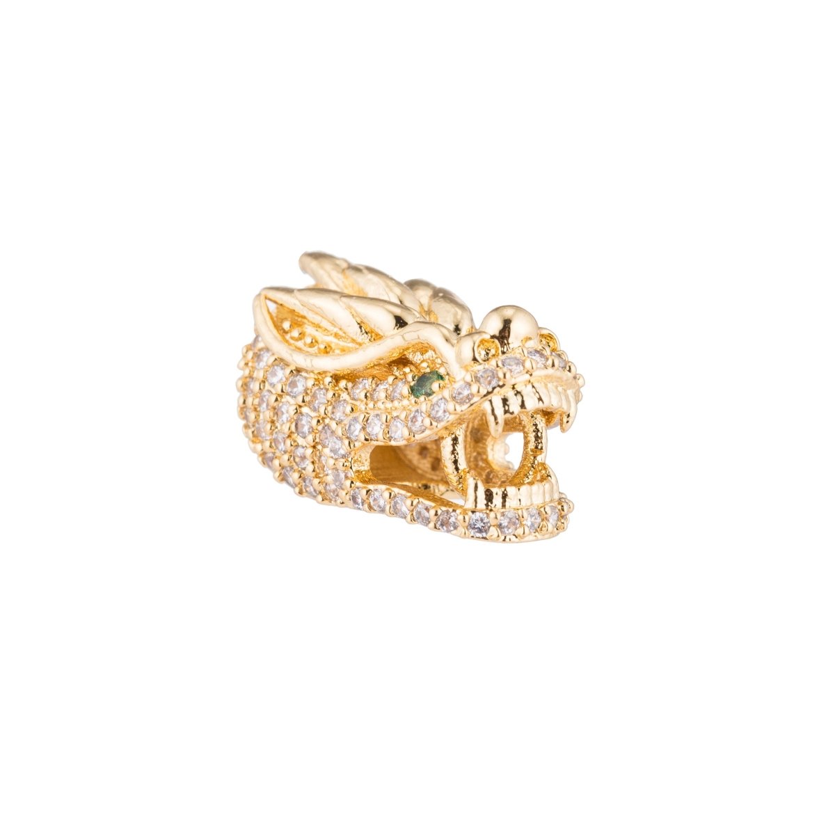 On Sale! CLEARANCE! Gold Filled Micro Paved CZ Mythical Dragon Spacer Bead | B-075 - DLUXCA