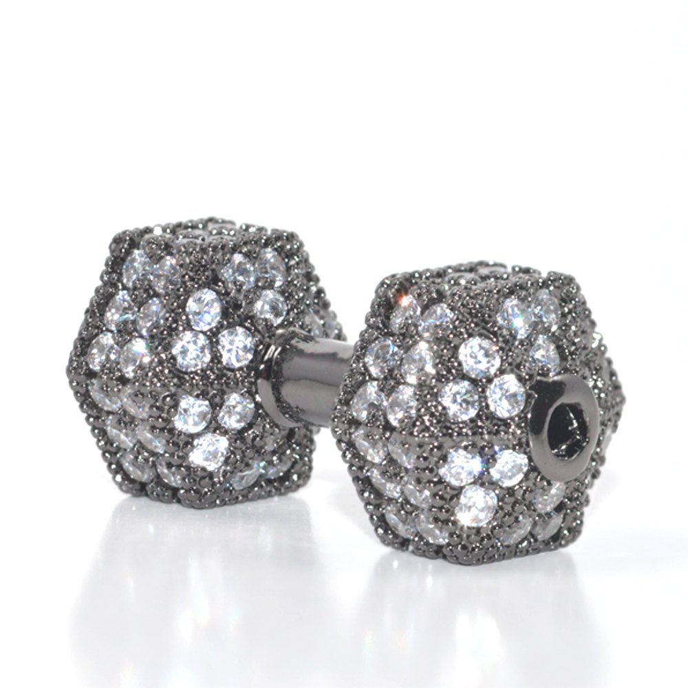 On Sale! CLEARANCE! Gold Filled Weight Lifting Sports Bracelet Charm Connector Genuine Cubic Zirconia Crystal Paved Design Cooper Plated Material | B-160 - DLUXCA