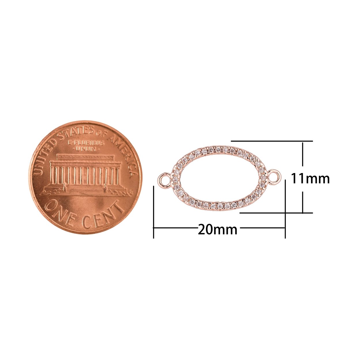 On Sale! CLEARANCE! Rose Gold, Silver, Black, 18K Gold Filled Ellipse Shape Cubic Zirconia Charm Necklace Pendant Findings for Jewelry Making, CONECTOR | F-060 - DLUXCA