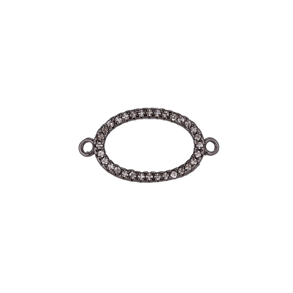 On Sale! CLEARANCE! Rose Gold, Silver, Black, 18K Gold Filled Ellipse Shape Cubic Zirconia Charm Necklace Pendant Findings for Jewelry Making, CONECTOR | F-060 - DLUXCA