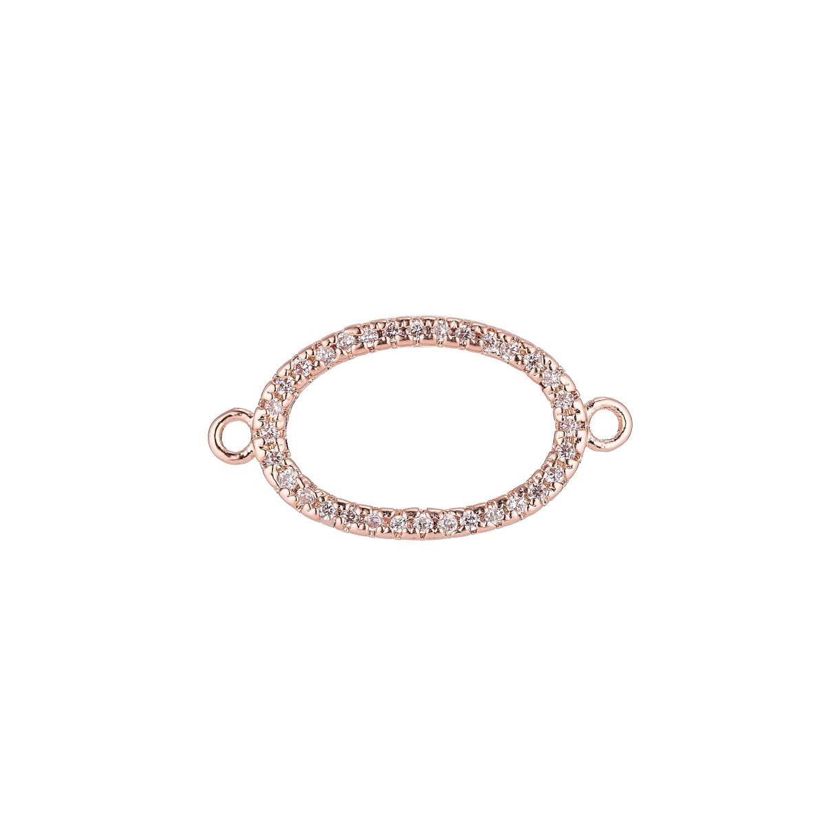 On Sale! CLEARANCE! Rose Gold, Silver, Black, 18K Gold Filled Ellipse Shape Cubic Zirconia Charm Necklace Pendant Findings for Jewelry Making, CONECTOR | F-060 - DLUXCA