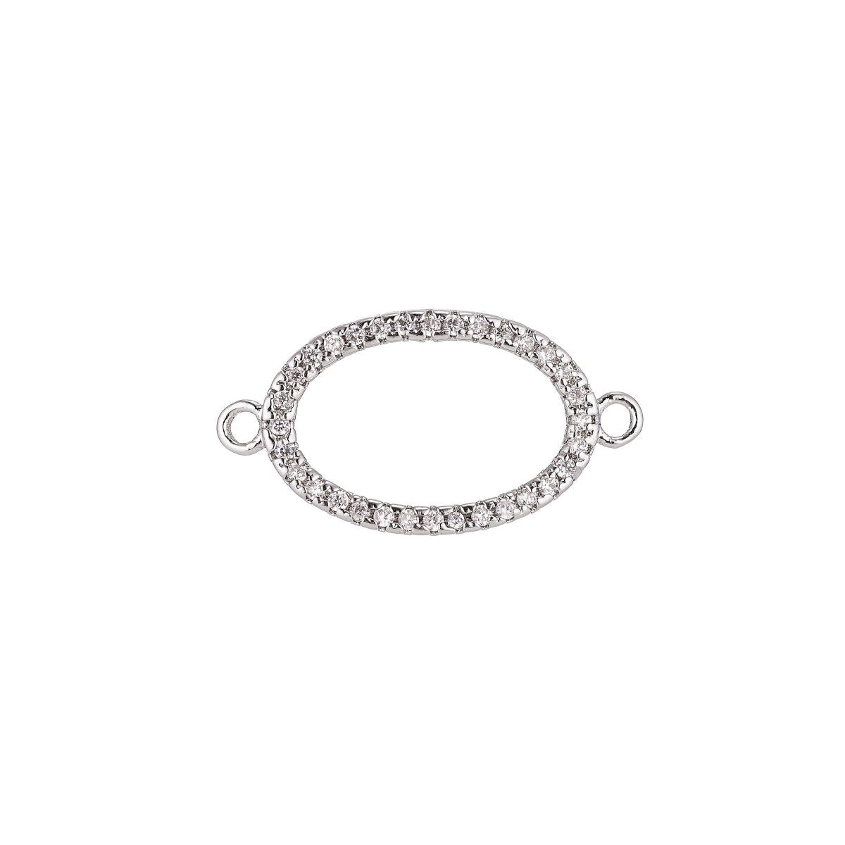 On Sale! CLEARANCE! Rose Gold, Silver, Black, 18K Gold Filled Ellipse Shape Cubic Zirconia Charm Necklace Pendant Findings for Jewelry Making, CONECTOR | F-060 - DLUXCA