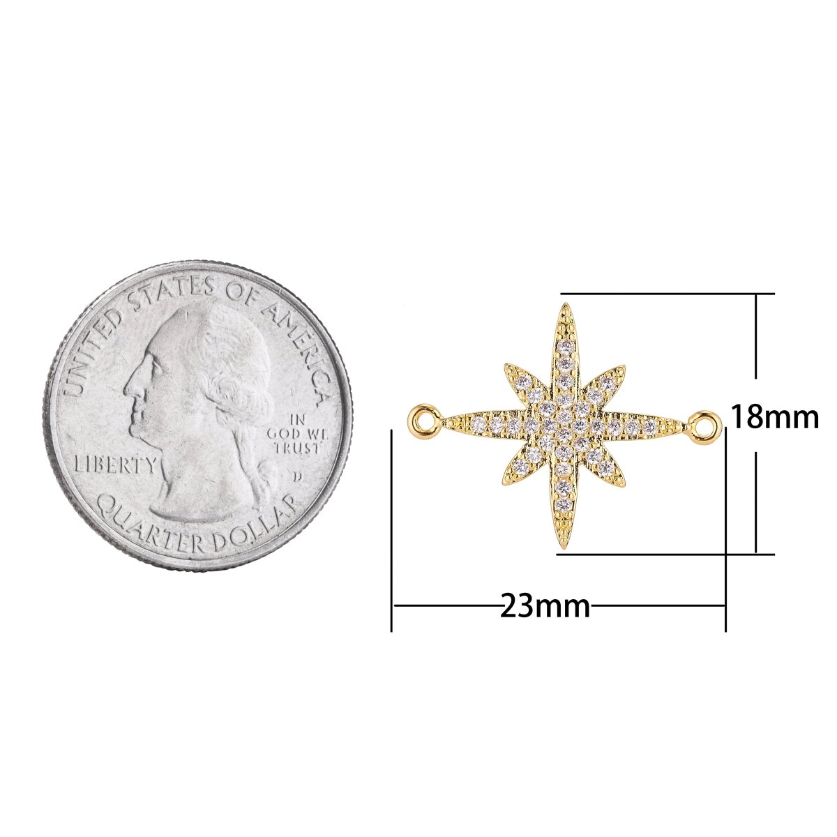 On Sale! CLEARANCE! Silver, Black, 18K Gold Filled Elegant Shooting Star Cubic Zirconia Bracelet Charm Bead Finding CONNECTOR For Jewelry Making | F-065 - DLUXCA