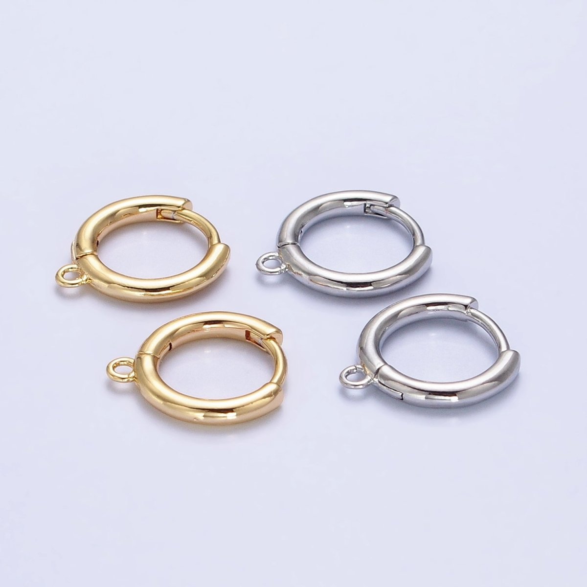 One Touch Hoop Snap Close Earrings making w/ open link 15.6 mm, Nickel free Lead Free for Earring Charm Making Z-161 Z-162 - DLUXCA
