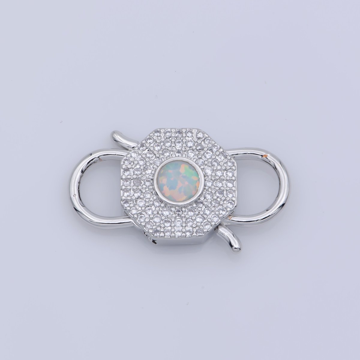 Opal Clasp Buckle Silver, Rose Gold, Black Interlock Micro pave Clasp Cubic Interlocking Clasp Fastener for Bracelet Necklace Jewelry Supply F-327 - DLUXCA