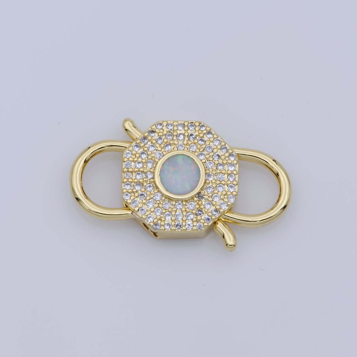 Opal Clasp Buckle Silver, Rose Gold, Black Interlock Micro pave Clasp Cubic Interlocking Clasp Fastener for Bracelet Necklace Jewelry Supply F-327 - DLUXCA