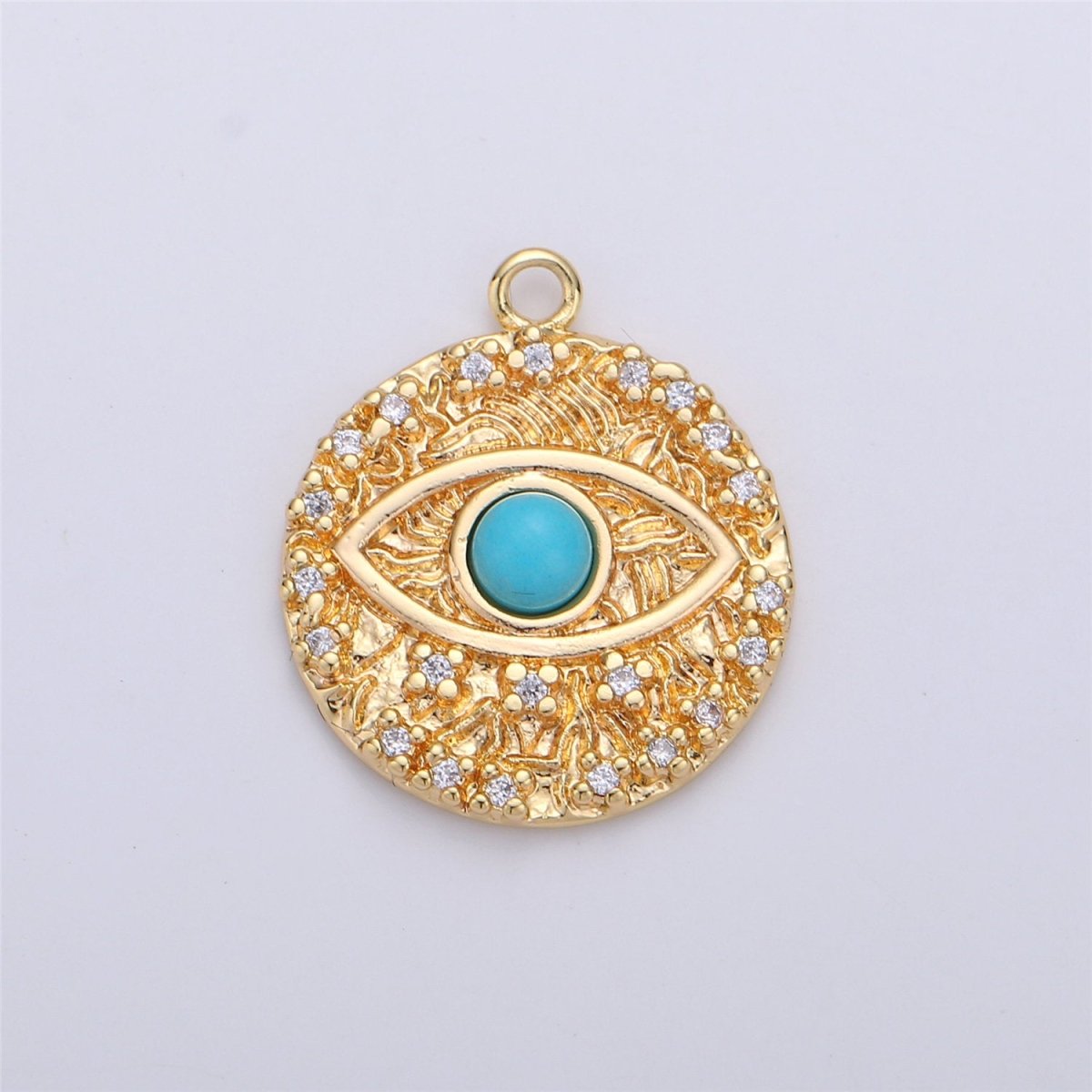 Opal Evil Eye Charm / Turquoise Evil Eye charm in Gold Filled for Necklace Bracelet Earring Charm for Jewelry Making Supply C-645,C-646 (OPAL) - DLUXCA