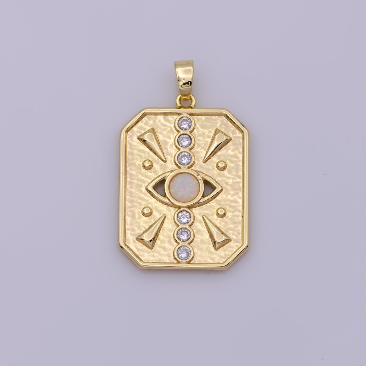 Opal Evil Eye Charms, Rectangle Tag Evil Eye Pendant Jewelry Gold Filled Amulet Pendant, Evil Eye, Good Luck Charms, Blue Lucky Charm N-497 N-498 - DLUXCA