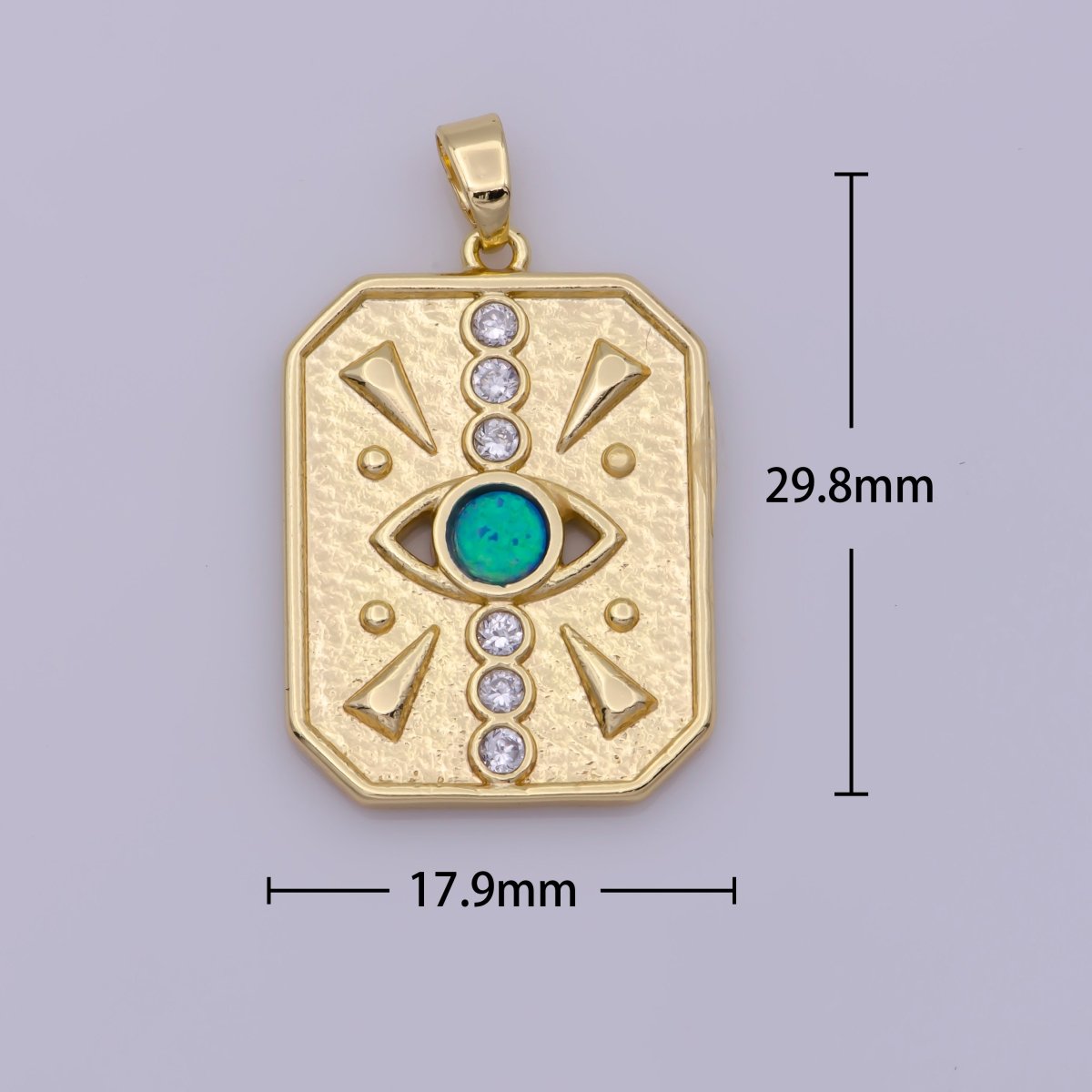 Opal Evil Eye Charms, Rectangle Tag Evil Eye Pendant Jewelry Gold Filled Amulet Pendant, Evil Eye, Good Luck Charms, Blue Lucky Charm N-497 N-498 - DLUXCA
