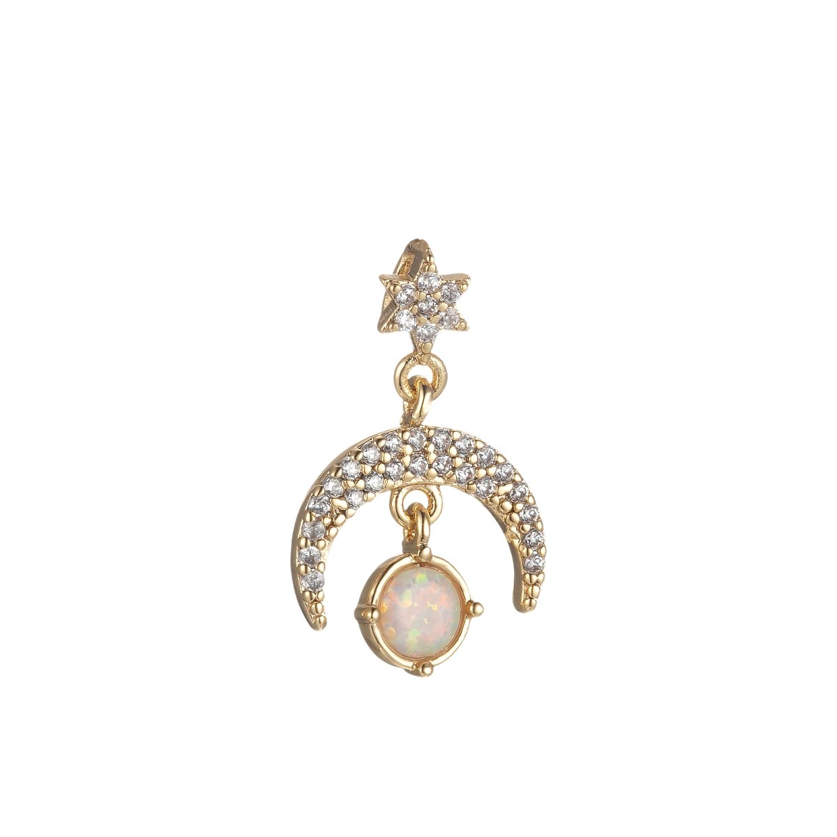 Opal Moon Star Charms Dainty Celestial Charm Pendant for DIY Jewelry Making Accessories Micro Pave Crescent Moon Charm M-436 M-435 - DLUXCA