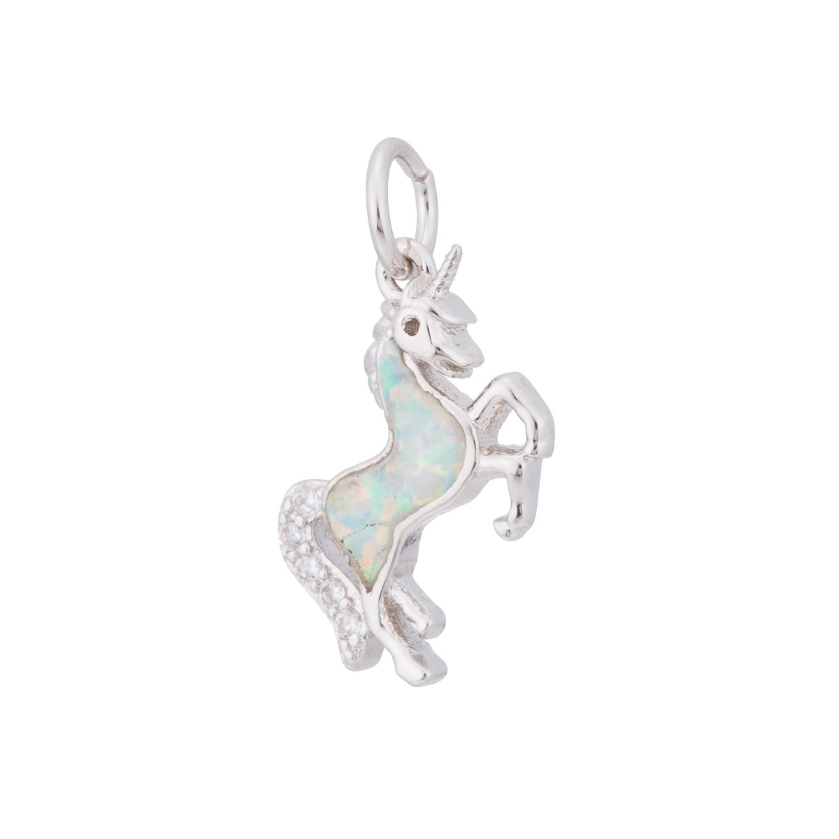 Opal Rose Gold Glitter Unicorn Cubic Zirconia Charm Pendant C-036 C-038 - DLUXCA
