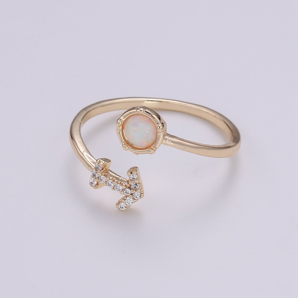 Opal Zodiac Ring Constellation Sign Cubic Zirconia Gold Ring, Astrology Sign Horoscope Ring Birthday Personalized Valentines day Gift - DLUXCA
