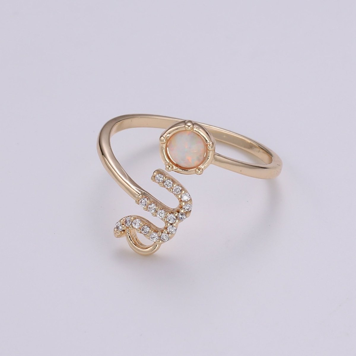 Opal Zodiac Ring Constellation Sign Cubic Zirconia Gold Ring, Astrology Sign Horoscope Ring Birthday Personalized Valentines day Gift - DLUXCA