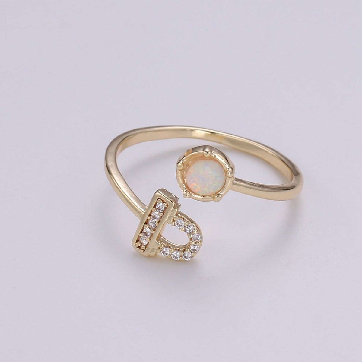 Opal Zodiac Ring Constellation Sign Cubic Zirconia Gold Ring, Astrology Sign Horoscope Ring Birthday Personalized Valentines day Gift - DLUXCA