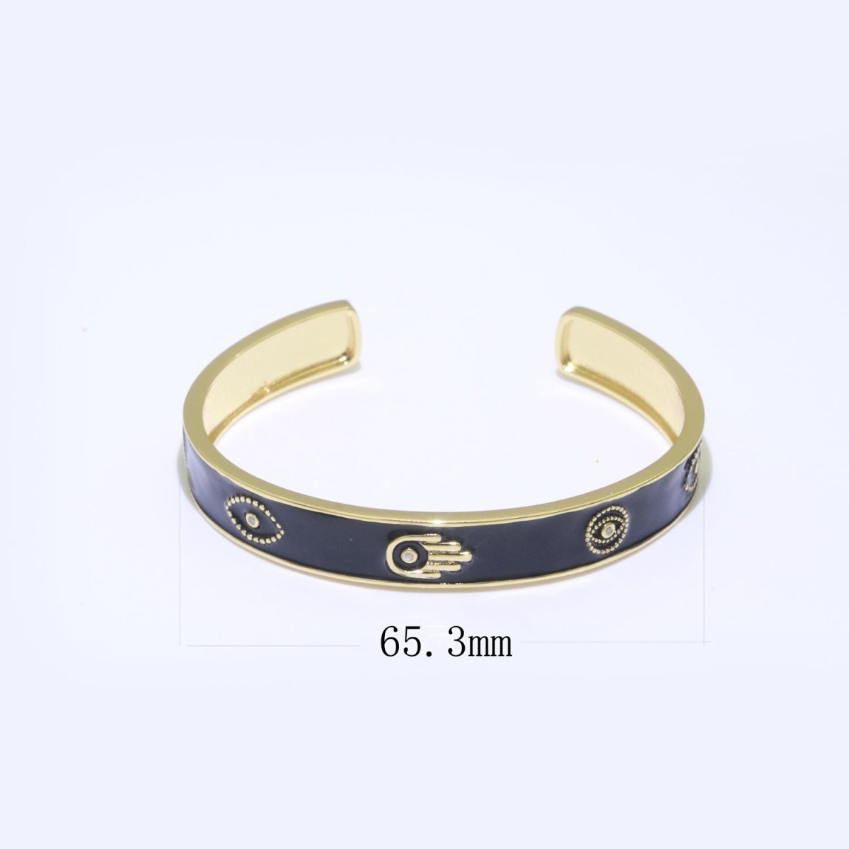 Open Adjustable Bracelet Enamel Hamsa Hand Bangle Bracelet Wholesale Stacking Gold Bracelet Fashion Jewelry | WA-130 to WA-139 Clearance Pricing - DLUXCA