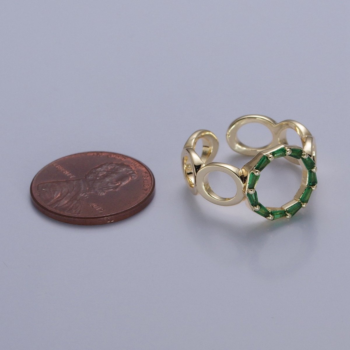 Open Circle Baguette Ring Gold Romantic Circle Ring, Geometric Ring O Ring Minimalist Jewelry O-776 O-777 O-778 - DLUXCA