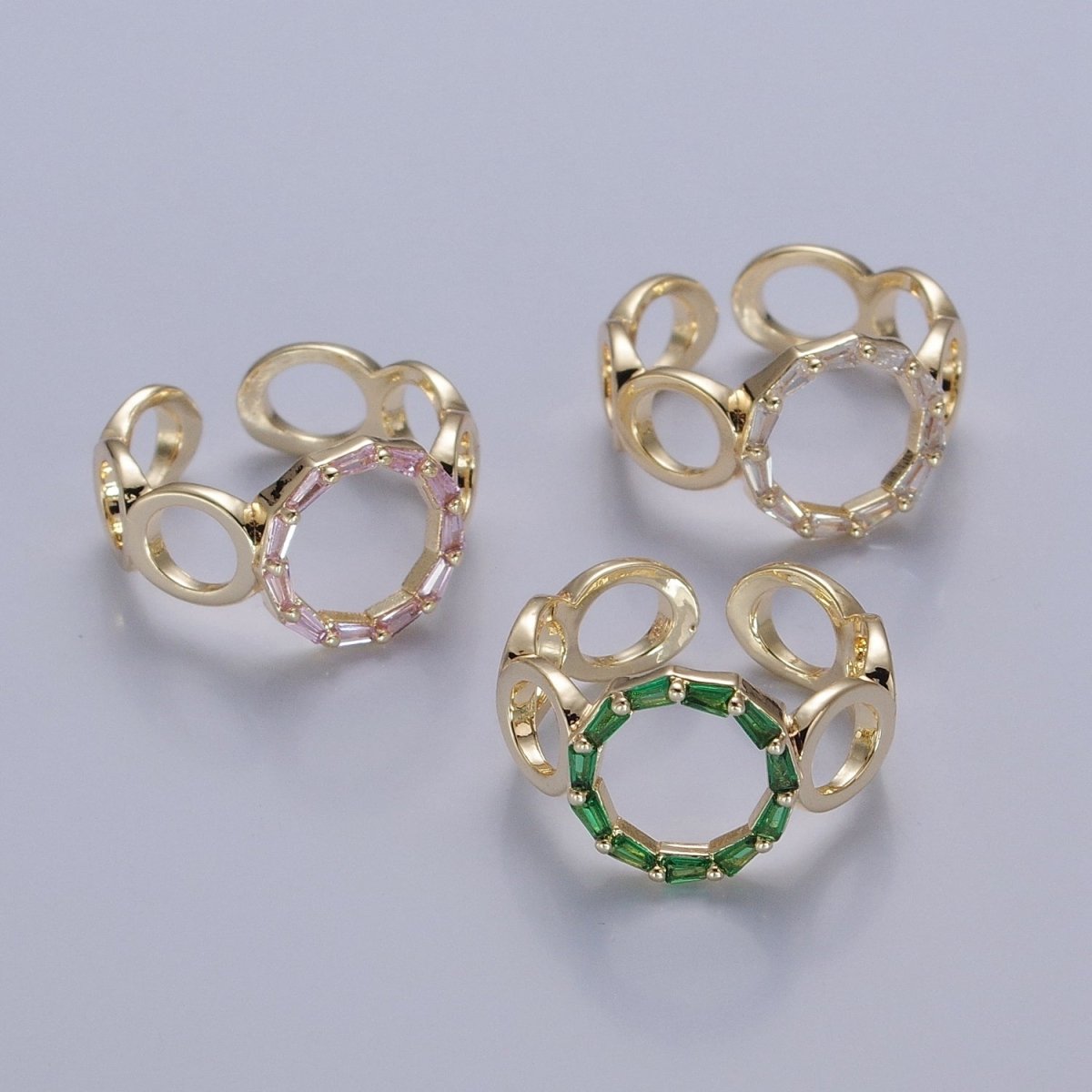 Open Circle Baguette Ring Gold Romantic Circle Ring, Geometric Ring O Ring Minimalist Jewelry O-776 O-777 O-778 - DLUXCA