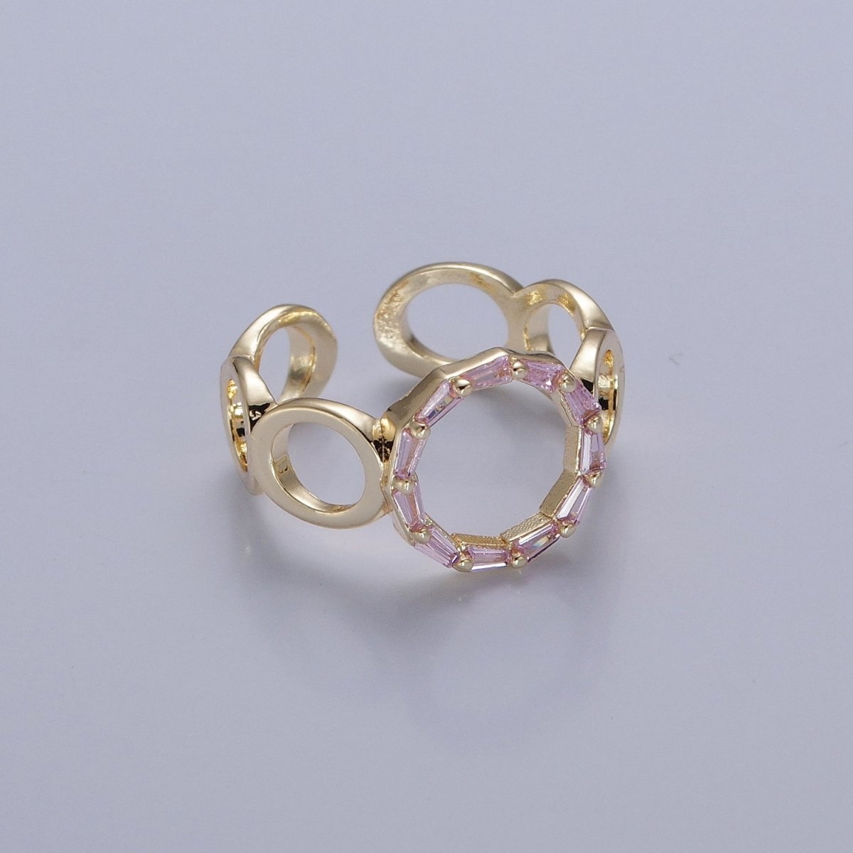 Open Circle Baguette Ring Gold Romantic Circle Ring, Geometric Ring O Ring Minimalist Jewelry O-776 O-777 O-778 - DLUXCA