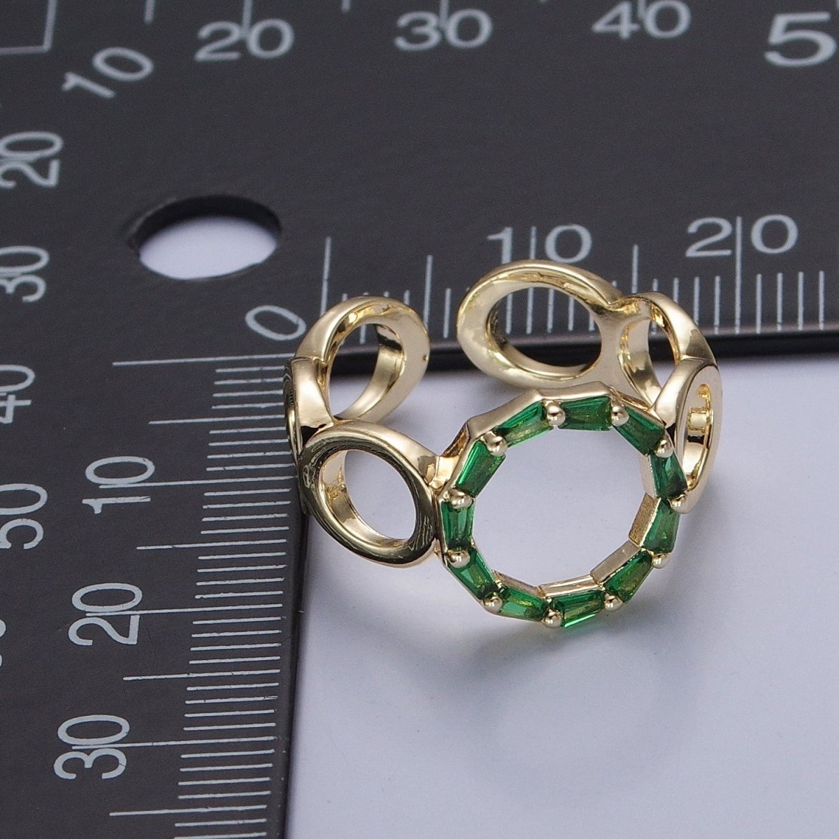 Open Circle Baguette Ring Gold Romantic Circle Ring, Geometric Ring O Ring Minimalist Jewelry O-776 O-777 O-778 - DLUXCA