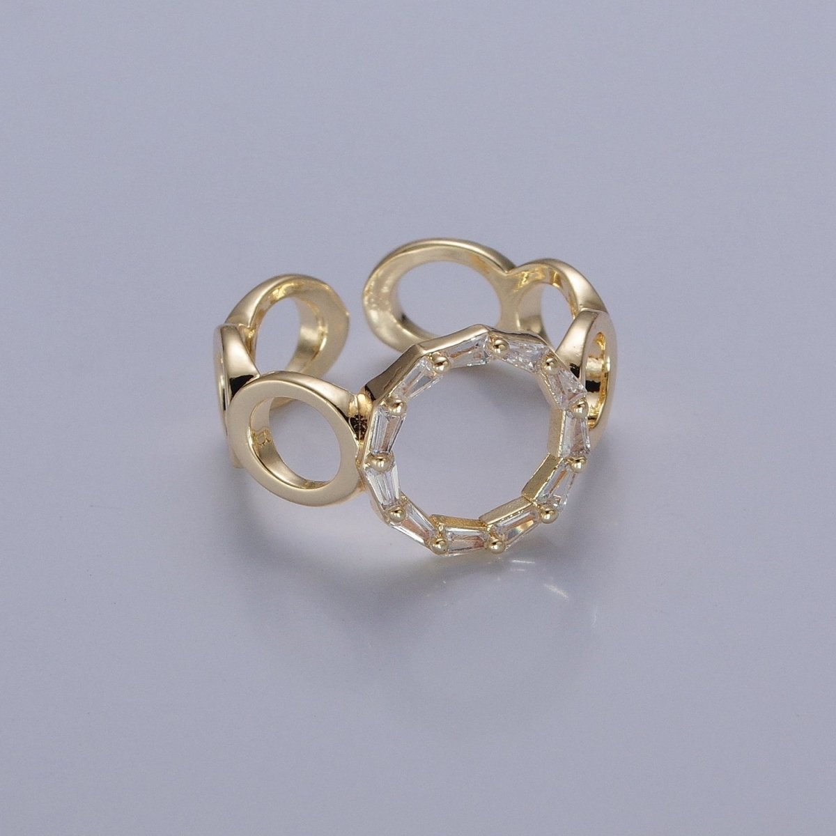 Open Circle Baguette Ring Gold Romantic Circle Ring, Geometric Ring O Ring Minimalist Jewelry O-776 O-777 O-778 - DLUXCA