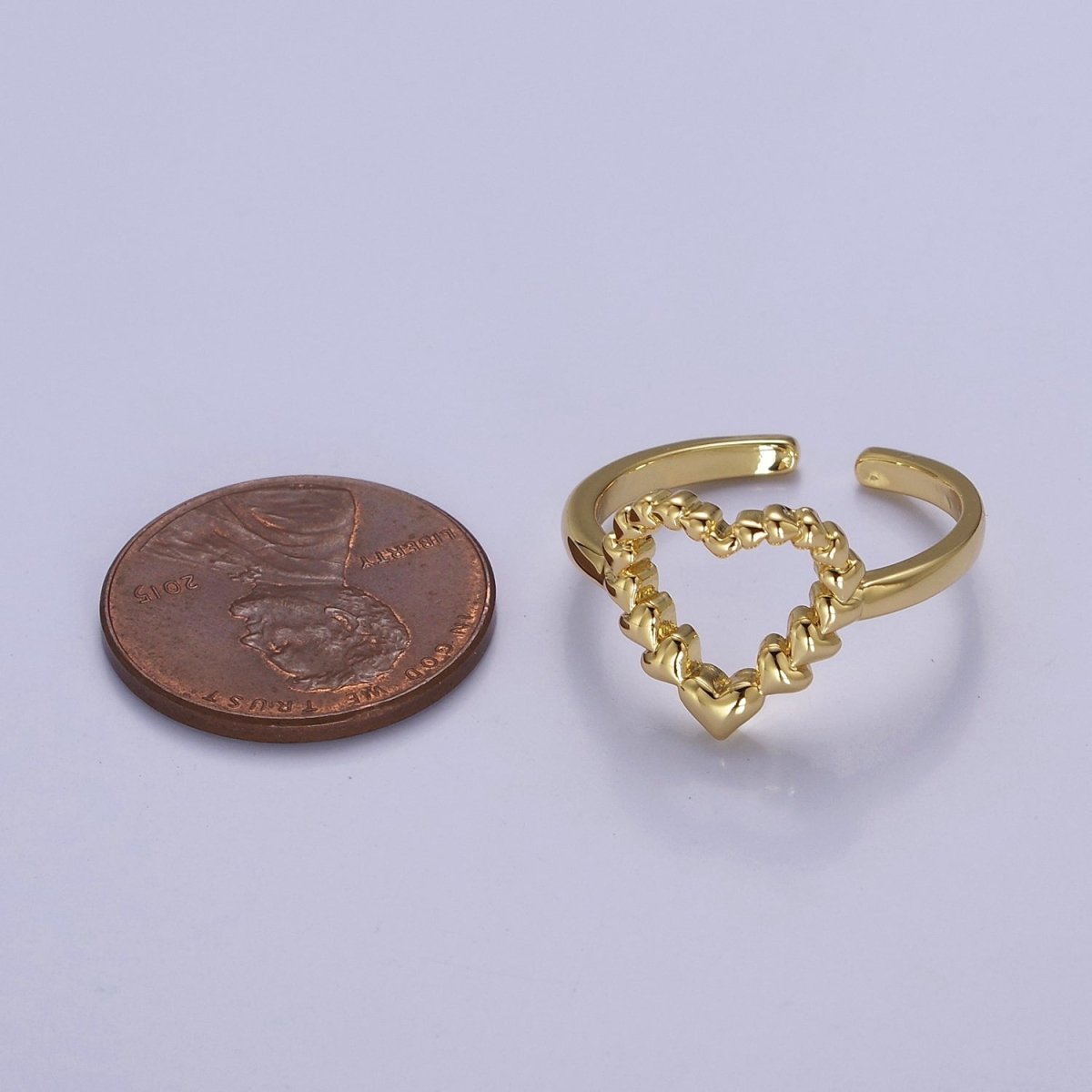 Open Heart Gold Ring Adjustable O-2167 - DLUXCA