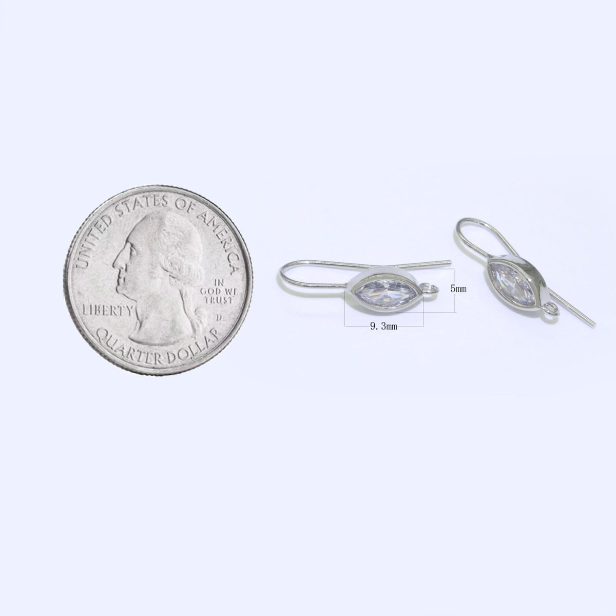 Open Link French Hook Earrings in Gold, Fish Hook Earring Eye CZ Earring Minimalist Jewelry Making Supply L-496 L-497 - DLUXCA