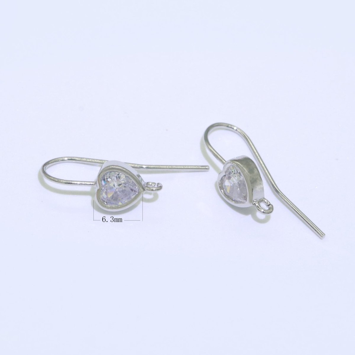 Open Link French Hook Earrings in Gold, Fish Hook Earring Heart CZ Earring Minimalist Jewelry Making Supply L-494 L-495 - DLUXCA