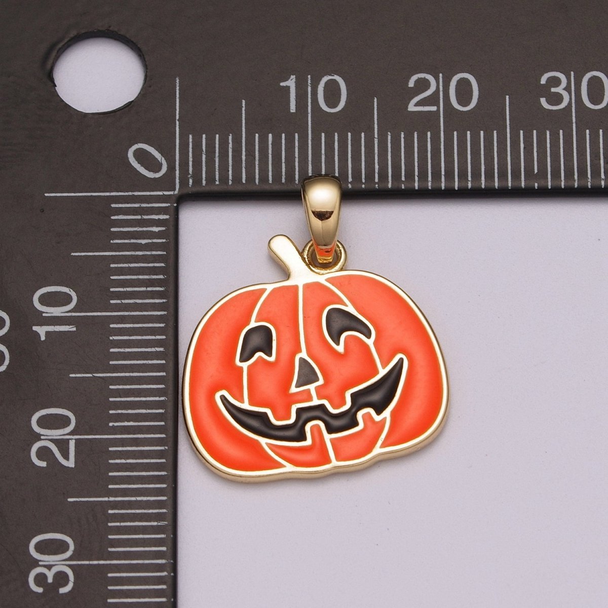 Orange Pumpkin Charm 18K Gold Filled Jack O Lantern Charms Halloween Jewelry Inspired Add on Charm for Necklace Earring Bracelet N-1422 - DLUXCA