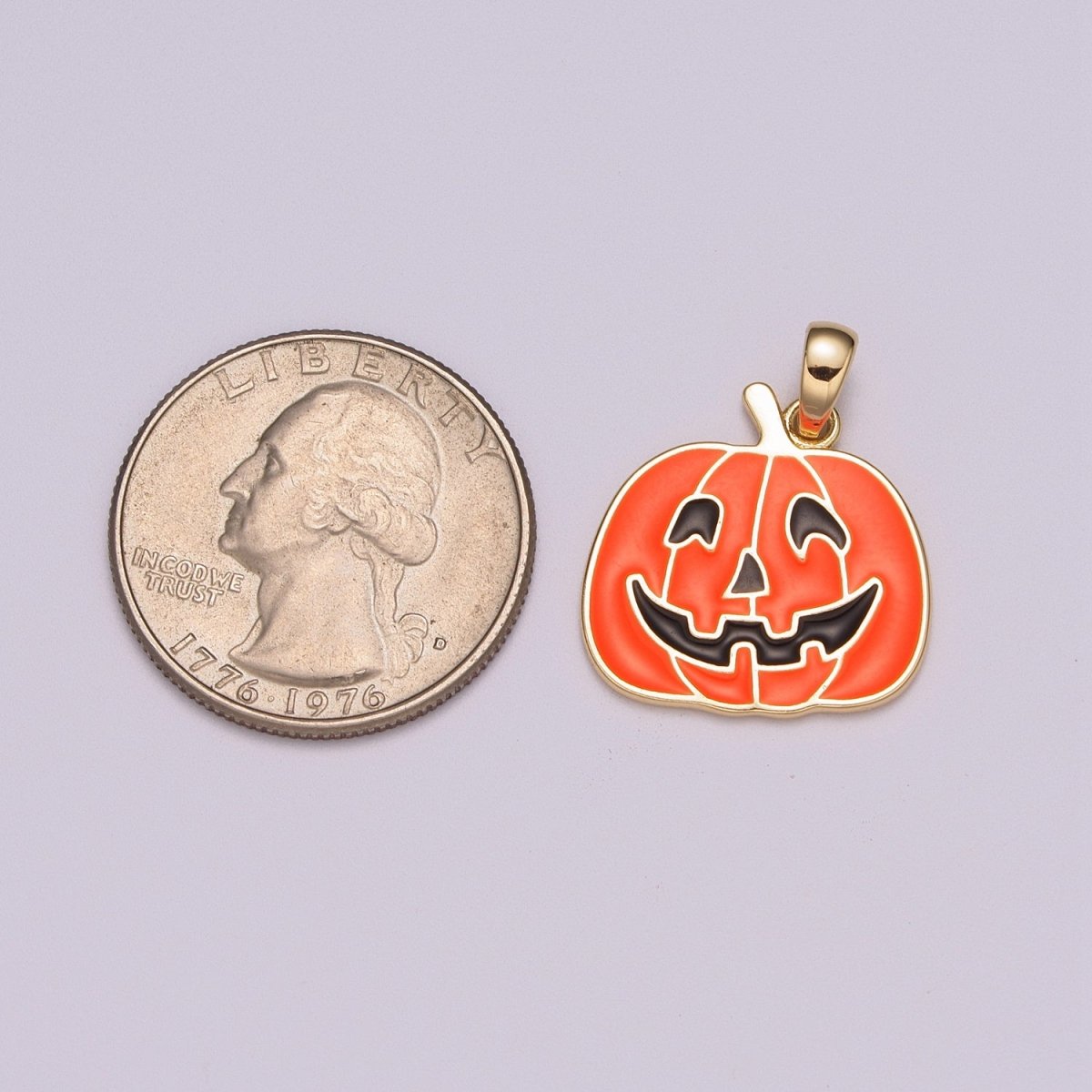 Orange Pumpkin Charm 18K Gold Filled Jack O Lantern Charms Halloween Jewelry Inspired Add on Charm for Necklace Earring Bracelet N-1422 - DLUXCA